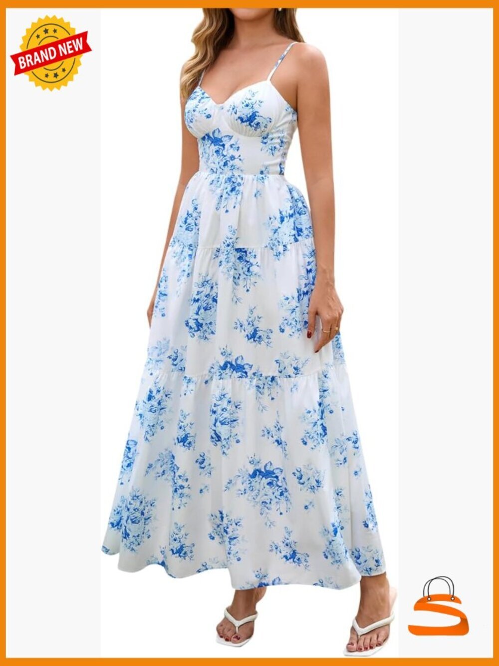 Floral Maxi Dress Boho Lace Up V Neck Spaghetti Strap Beach Vacation Long Summer
